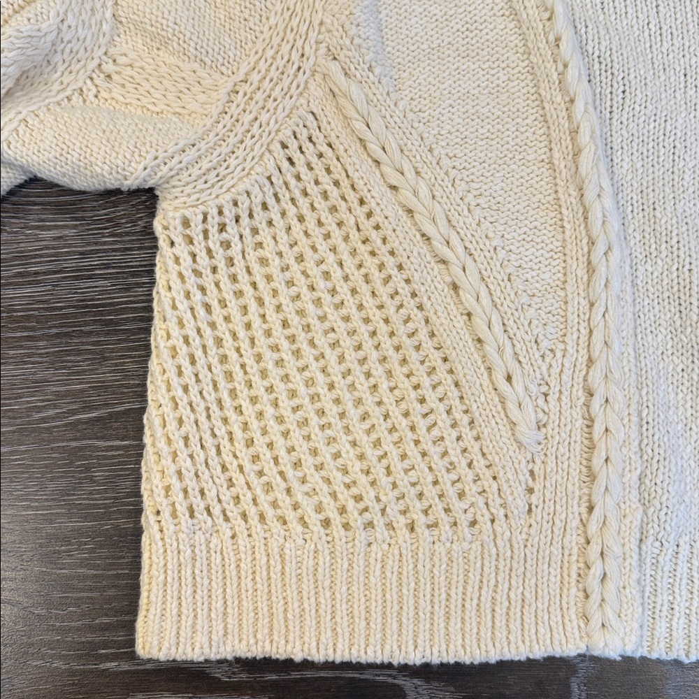 Anthropologie Women’s Cardigan Size XS Braided Pattern Cream - Picture 8 of 11